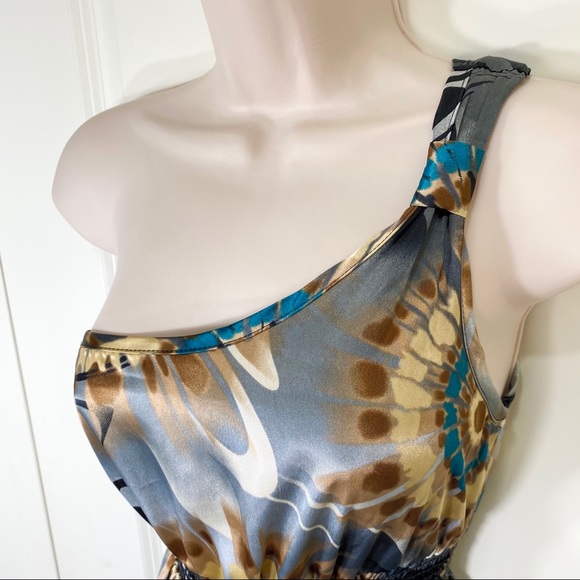 Satin One Shoulder Retro Tie Dye Design Tank Top - Picture 5 of 15